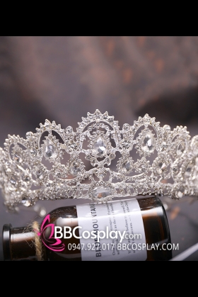 Vương Miện Tiara Bạc Trắng Mẫu Tròn