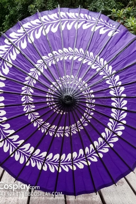 Dù Nghệ Thuật Wagasa Nhật Bản Tím 1 Xoáy Dây Hoa