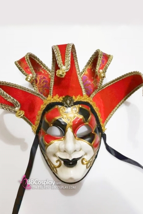 Mặt Nạ Hề Lễ Hội Venetian Đỏ Đen