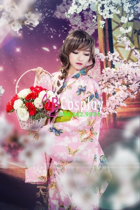 Yukata Hồng Bướm Xinh