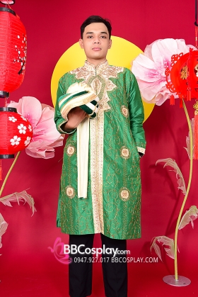 Trang Phục Ấn Độ Nam Xanh Golden Parrot