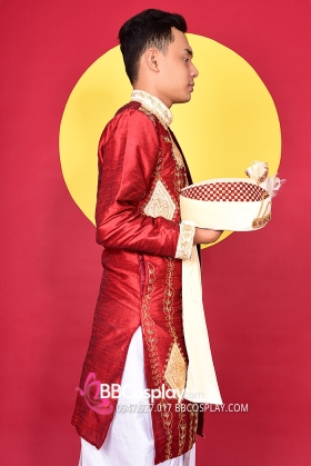 Trang Phục Nam Ấn Độ Đỏ Gạch Firebrick Kurta