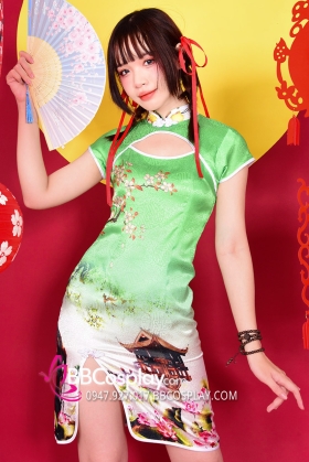 Xường Xám Độc Bản Xanh Mint Shop In Và May