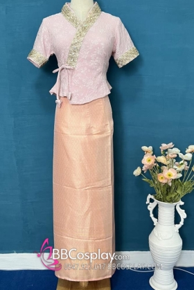 Trang Phục Thái - Vân Nam Áo Hồng Váy Hồng