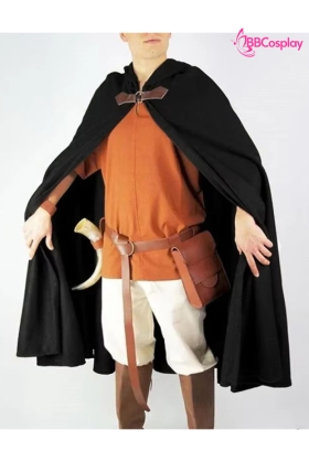 Choàng Có Nón Dáng Ngắn Khoen Tròn - Màu Đen