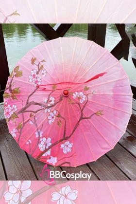 Dù Vải Hồng Nhánh Hoa Mơ Vướng Lụa Hồng Nương