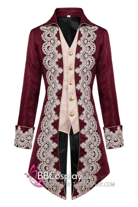 Vest Nam Tước Châu Âu Kèm Ghilê Viền Hoa Văn