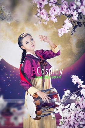 Đầm Hanbok HQ Giá Rẻ Áo Màu Nho Váy Vàng Đồng