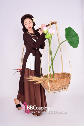 Áo Tứ Thân Nông Dân Nâu Đất