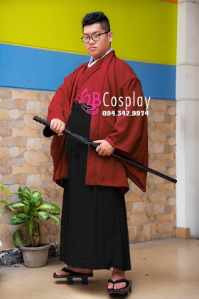 Kimono Nam Áo Đỏ Đô Váy Đen