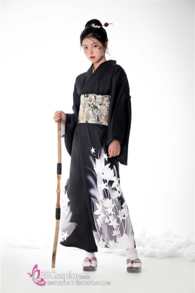 Áo Yukata Nữ Cung Thủ Archer Đen Hoa Trắng