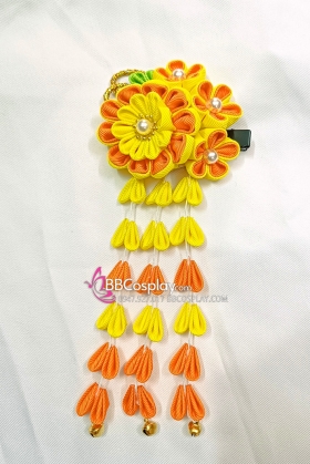 Kanzashi Nhật Bản Vàng Cam - Lớn