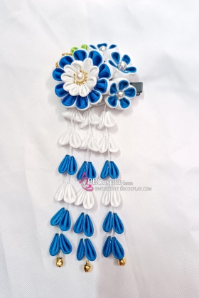 Kanzashi Nhật Bản Xanh Dương Trắng - Lớn