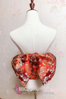 Thắt Lưng Cho Kimono Và Yukata Nhật Gấm Đỏ