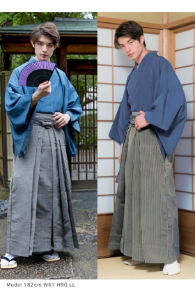 Trang Phục Nhật Bản Chuẩn  Cho Nam Nagagi  Xanh Kèm Hakama Sọc