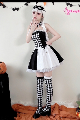 Trang Phục Cô Hề Trắng Đen Haloween