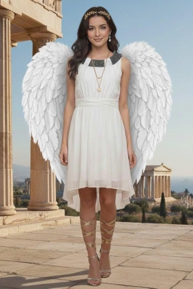 Trang Phục Thiên Thần Trắng Có Cổ Đính Đá Đen