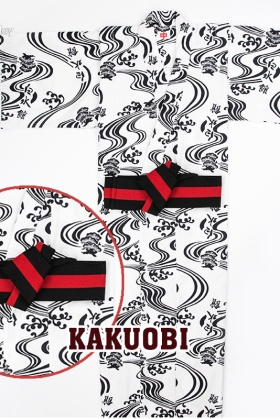 Đai Lưng Kimono Nam Đen Sọc Đỏ - Kakuobi