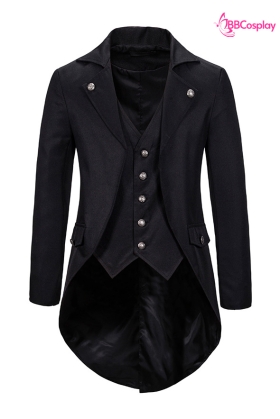 Vest Đuôi Tôm Quản Gia Đen Vải Kaki