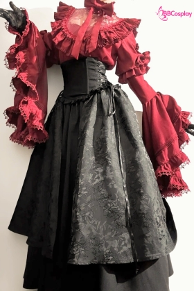 Trang Phục Nữ Tước Hoa Hồng Đen Steampunk