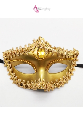Mặt Nạ Nửa Mặt Vàng Đính Hột - Màu Vàng