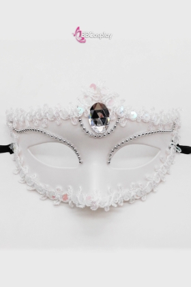 Mặt Nạ Nửa Mặt Vàng Đính Hột - Màu Trắng