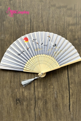Uchiwa Quạt Vải Nhật Bản Trắng Đàn Sếu