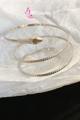 Phụ Kiện Hy Lạp - Ai Cập - Vòng Tay Rắn Ôm Sát Tay Loại Mảnh - Màu Bạc