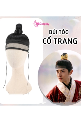 Tóc Giả Cổ Trang Kiếm Hiệp Kèm Băng Đô Tráng Cột Cao Kiểu Nam Hàn Cổ Trang