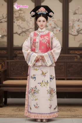 Trang Phục Mãn Thanh Tone Màu Pastel  - Áo Hồng Khoác Hồng