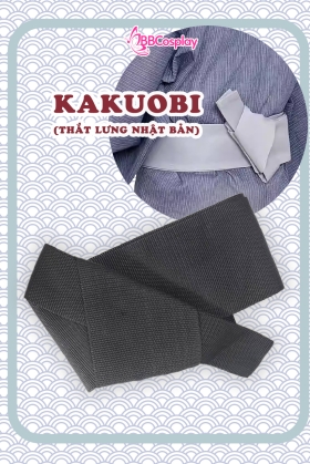 Đai Lưng Kimono Nam Màu Đen Trơn - Kakuobi