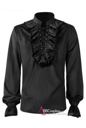 Áo Công Tước Quý Tộc Cổ Bèo Nhung Đen