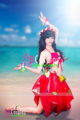 Trang Phục Hawaii Váy Voan Đỏ
