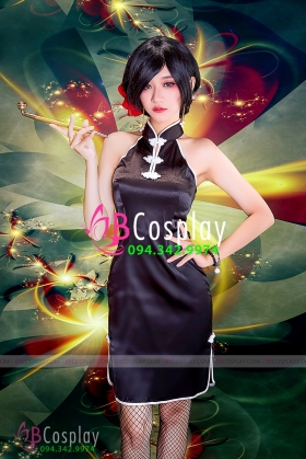 Sườn Xám Đen Viền Trắng Sexy