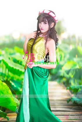 Bộ Áo Yếm Chụp Ao Sen - Xanh