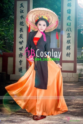 Trang Phục Tứ Thân Đen Váy Cam