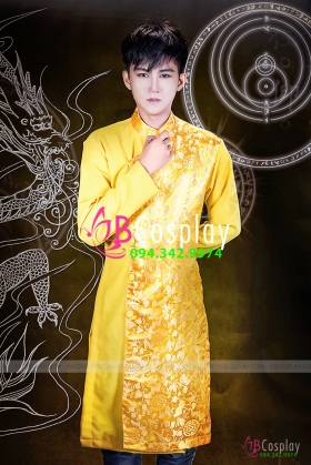 Áo Dài Vàng Phới Gấm Cho Nam
