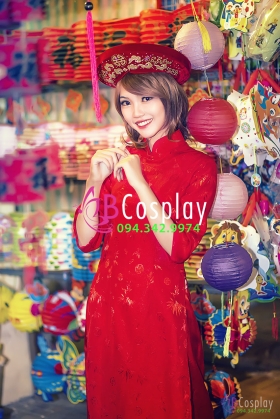 Áo Dài Nữ Gấm Đỏ Có Mấn 37