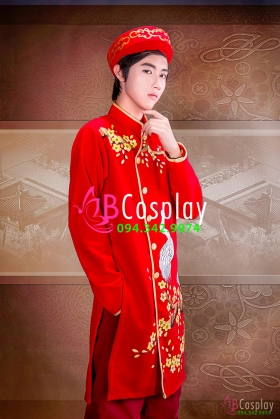 Áo Dài Nam Đỏ Cách Tân 13