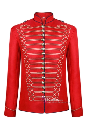 Vest Cổ Điển Phục Hưng Edwardian Đỏ Viền Chỉ Vàng