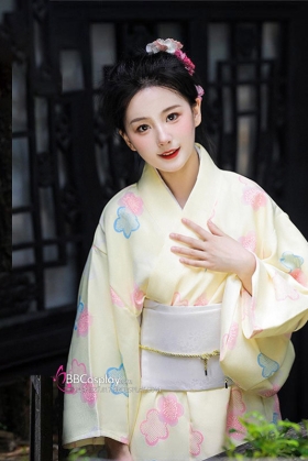 Áo Yukata Kiniro Hoa Tặng Kèm Thắt Lưng