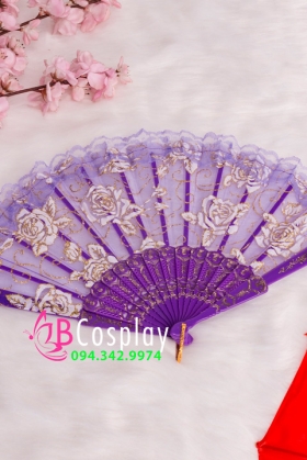 Quạt Ren Vải Tím