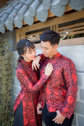 Cặp Áo Sẩm Nam Nữ Đỏ Gấm