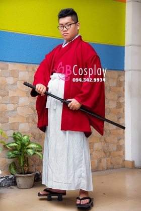 Kimono Nam Áo Đỏ Váy Trắng