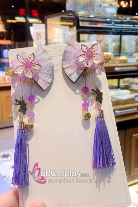 Cặp Kẹp Hoa Quạt Tím